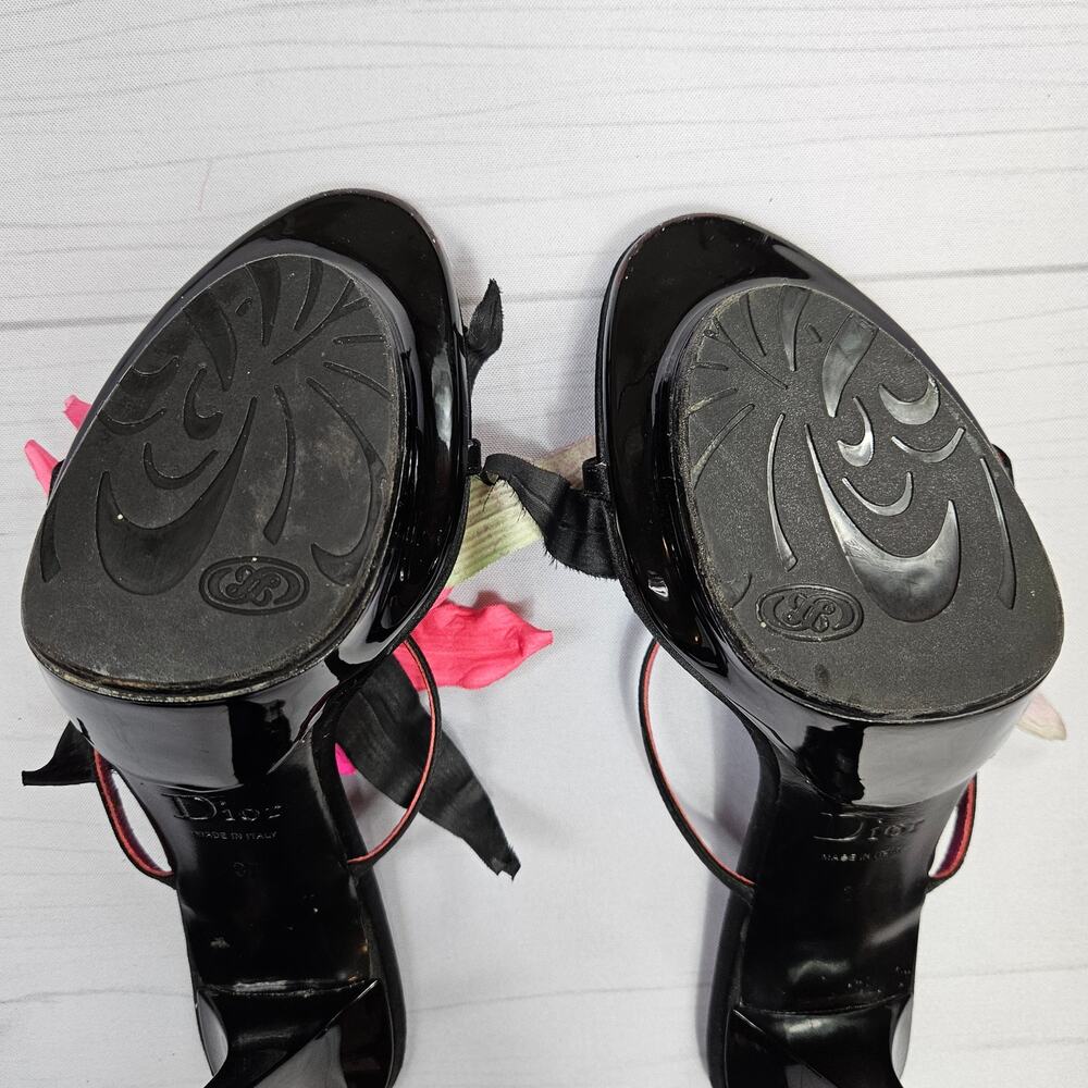 Y2k Dior Heels Hawaii Glamour Mules Black Satin Flower Detail Rare - Size 37 EU - Picture 3 of 16